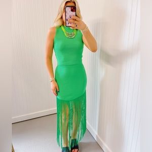 Shop triple threads green fringe set